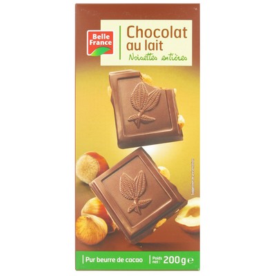 Belle France Milk Chocolate with Whole Hazelnuts Bar 200g