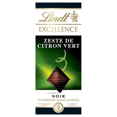 Lindt Tablette de chocolat EXCELLENCE Noir Zeste Citron Vert 100g