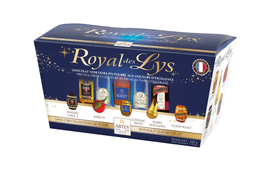 BALLOTIN "ROYAL DES LYS" 17 CHOCOLATS A LA LIQUEUR 220G