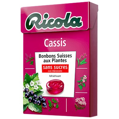 RICOLA sans sucres boîte de 50g Cassis Stévia