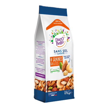 4 graines grillées sans sel ajouté 175G