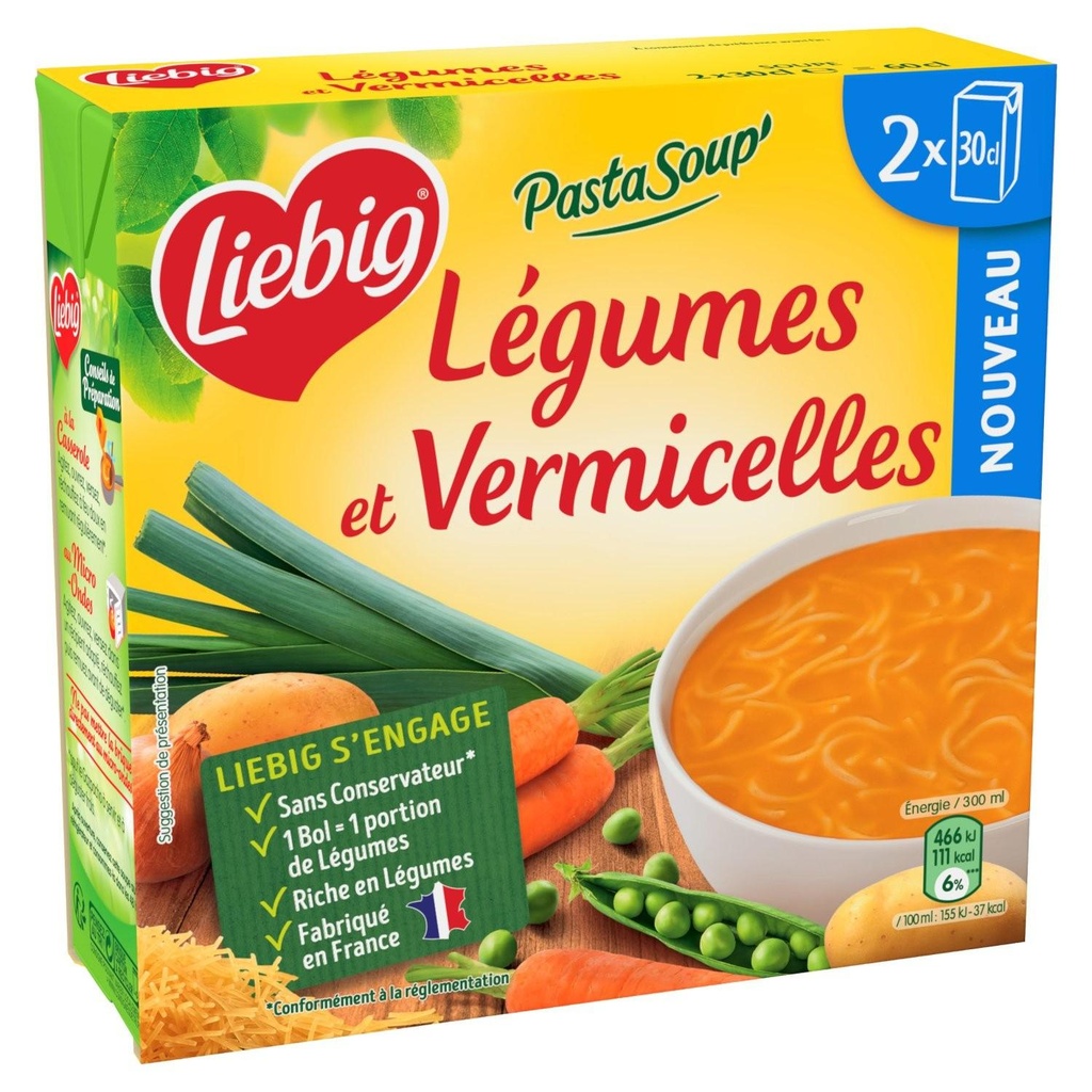 Liebig PastaSoup' Légumes et vermicelles 2 x 30 cl