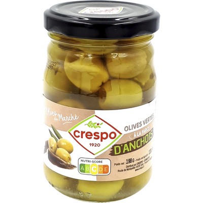Olives vertes à la farce d'anchois - Bocal 21 cl