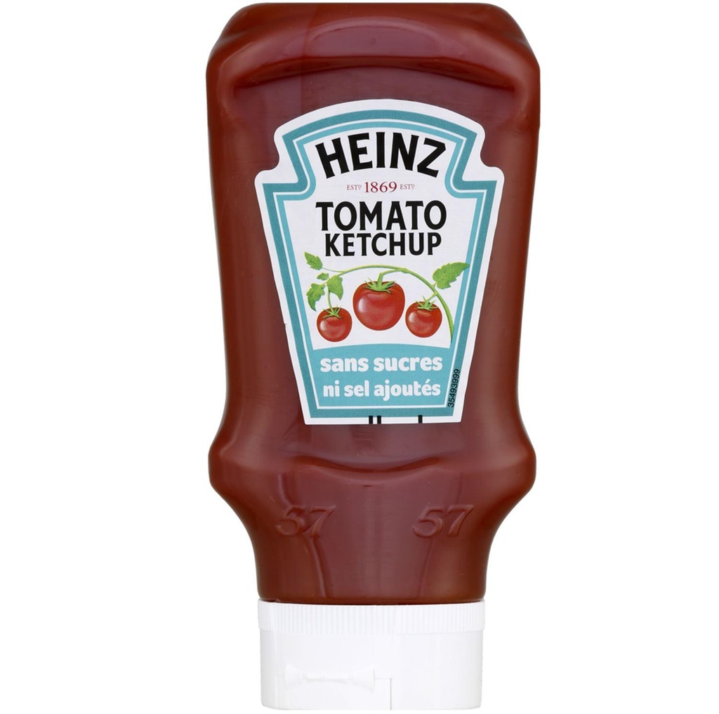 Heinz Ketchup 425g zero salt added 70% less sugar soft top down bottle 400ml