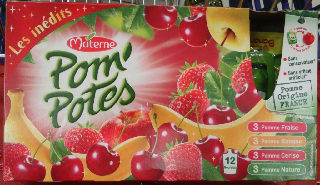 POM'POTES Compotes Gourdes Multivariétés Inédits Rouges 12x90g