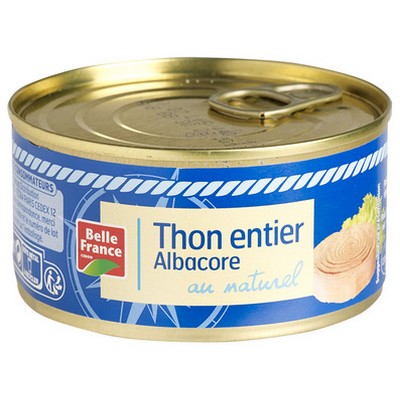 THON ENTIER ALBACORE AU NATUREL BF BOITE 1/4 185 G