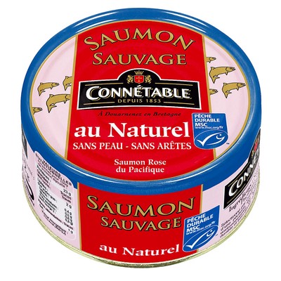 Connétable Pacific Wild Salmon in Natural Juices, Skinless & Boneless, 112g