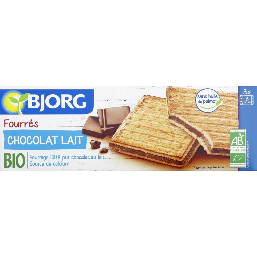 BJOR Organic Milk Chocolate Filled Biscuits 225g