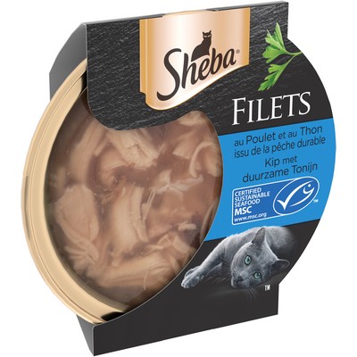 SHEBA Filets au Poulet et au Thon MSC pour chat adulte 60g