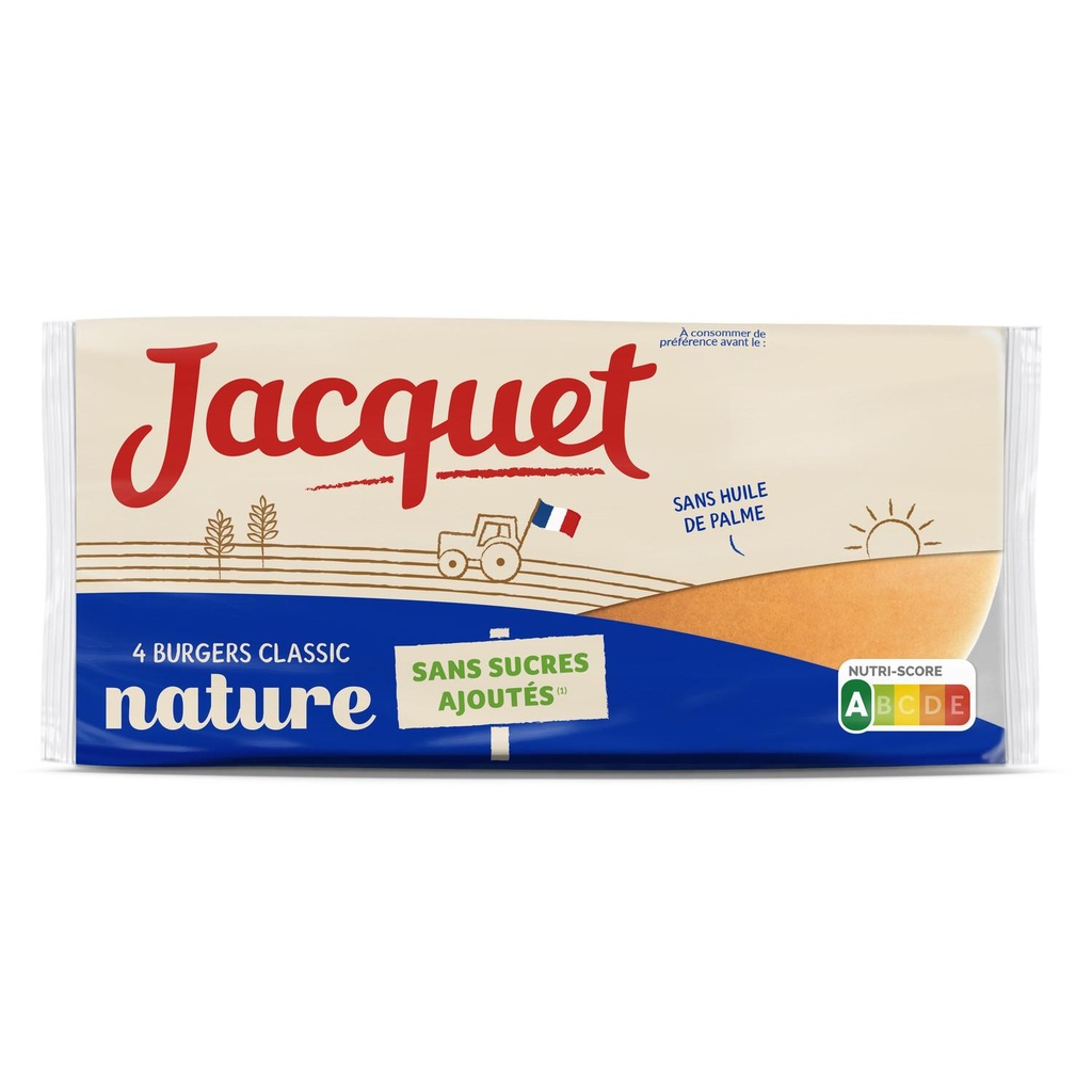 Burger Nature Sans Sucres Ajoutés X4 220 G JACQUET