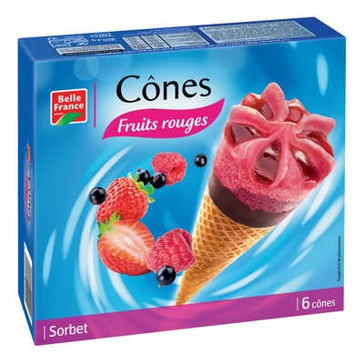 Red Fruit Sorbet Cones Belle France Box of 6 x 120ml