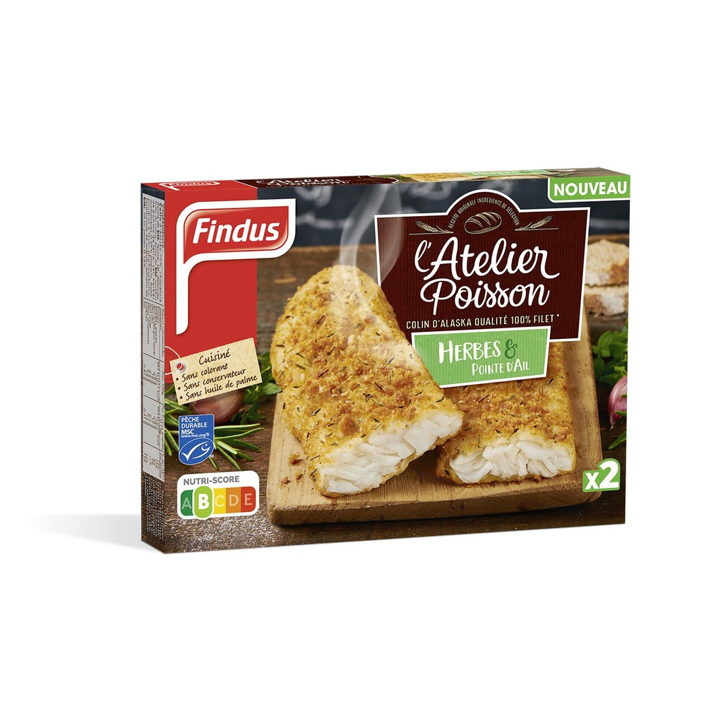 2 Alaska Pollock Fillets with Herbs & a Touch of Garlic, MSC-certified 225 g
