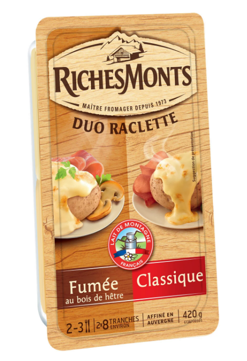 RICHES MONTS RACLETTE DUO CLASSIQUE & FUMÉE TRANCHETTES 420G