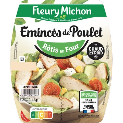 EMINCES de POULET ROTI, Conservation Sans Nitrite 2 x 75 g