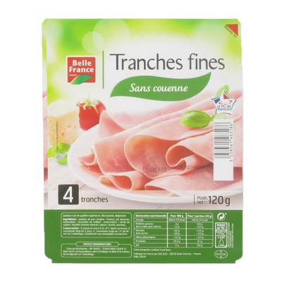 JAMBON CUIT SUP DD X 4 TRANCHES FINES BF BARQ 120G