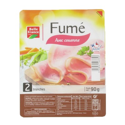 Smoked Superior Cooked Ham x2 Slices Belle France Tray 90g