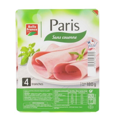 Paris Cooked Ham DD x4 Slices Belle France Tray 180g