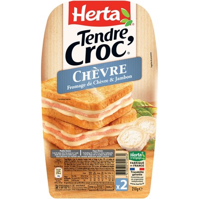 HERTA Croque-Monsieur Chèvre sans nitrite x2 200G