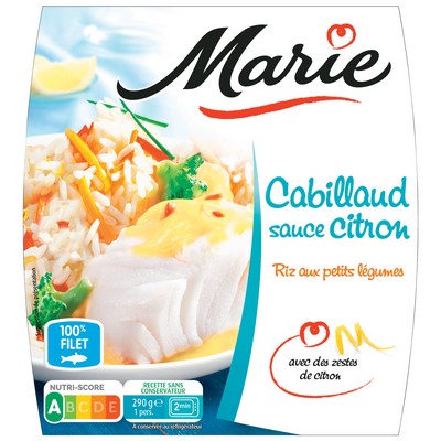 Cod in Lemon Sauce, Rice with Vegetables, Fresh Cream and Lemon Zest 290g MARIE