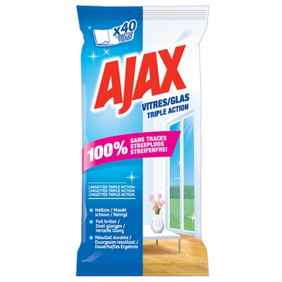 Ajax Triple Action Glass Wipes - x40