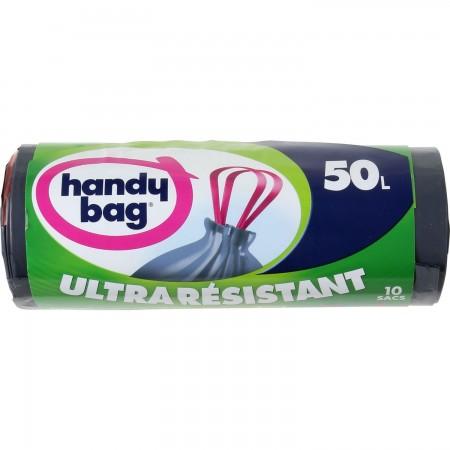 Handy Bag Ultra Resistant 50L Drawstring Trash Bags x10, 100% Recycled Plastic