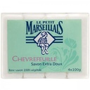 LE PETIT MARSEILLAIS SAVON EXTRA DOUX FABRICATION ANCIENNE CHÈVREFEUILLE 4X100G