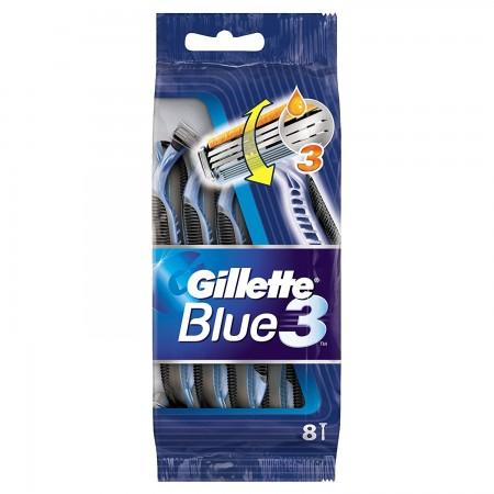 Gillette Blue3 Smooth Disposable Razors X8, For Men