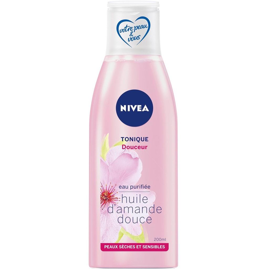 Lotion Tonique Visage Peaux sèches et sensibles Amande NIVEA le flacon de 200ml