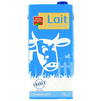 Belle France Semi-Skimmed UHT Milk 1L Carton