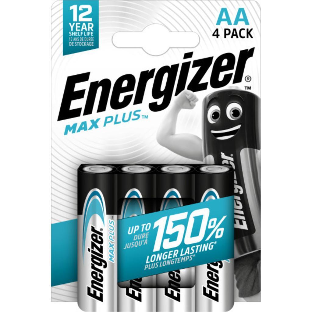 Energizer Max Plus Alkaline Batteries AA/LR6, Pack of 4