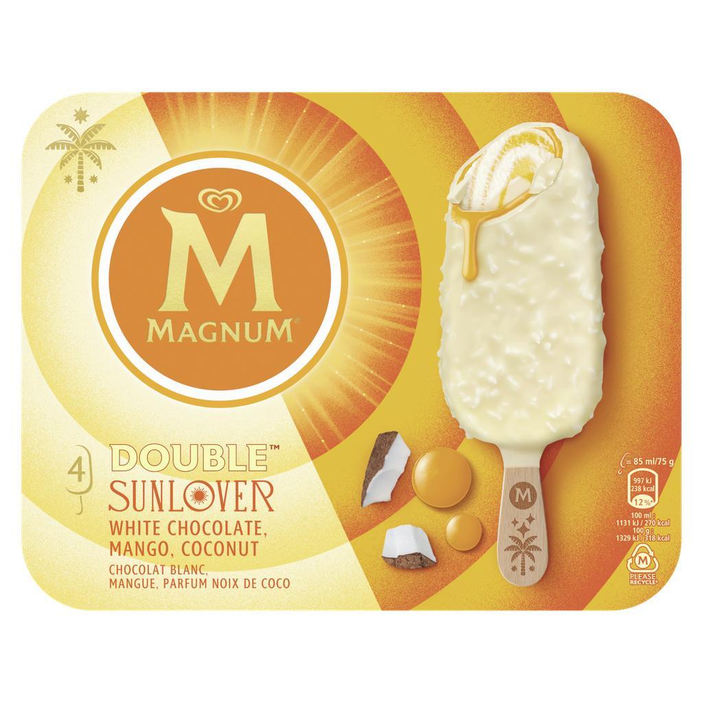 Magnum Glace Bâtonnet Mangue et parfum Coco Double Sunlover 4x85ml