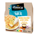 BARQUETTE 300G MICRO-ONDABLE FILET DE MERLU BLANC ET SON RIZ SAUCE AU BEURRE BLANC DAUCY