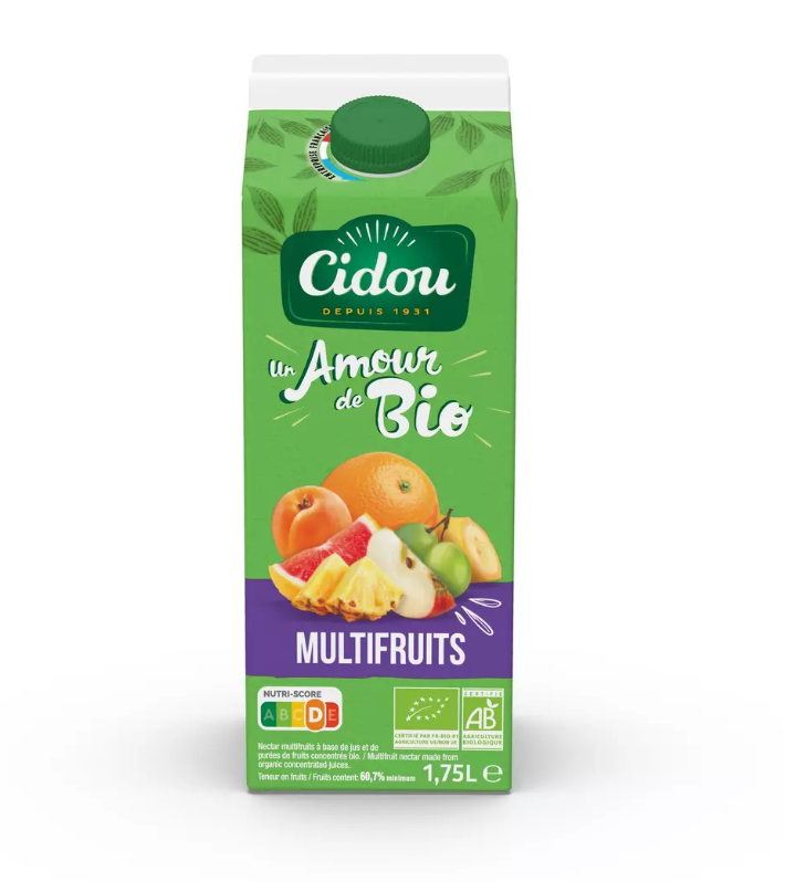ORGANIC MULTIFRUIT NECTAR JUICE BOX 1.75L CIDOU 