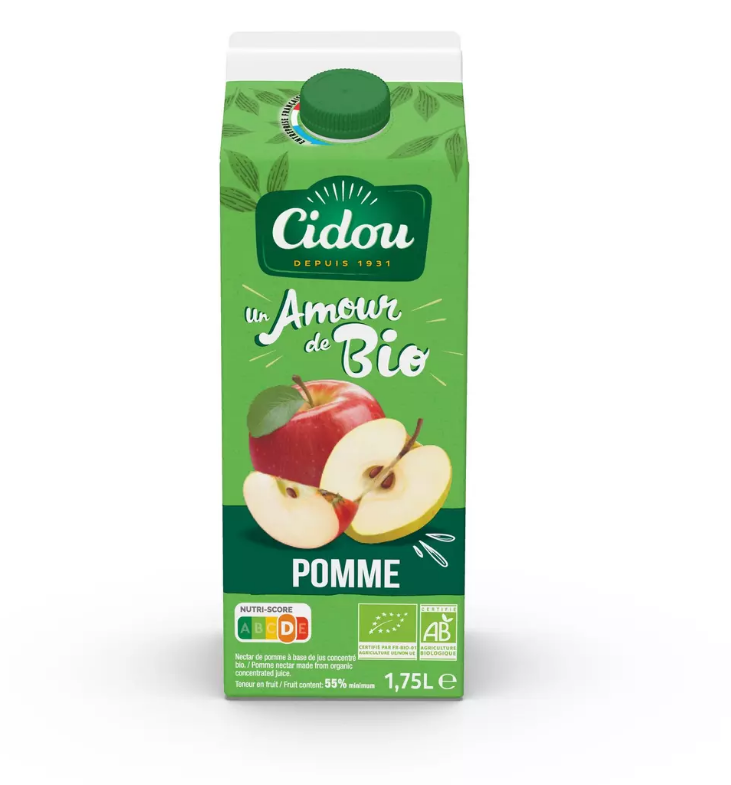 ORGANIC APPLE JUICE BOX 1.75L CIDOU