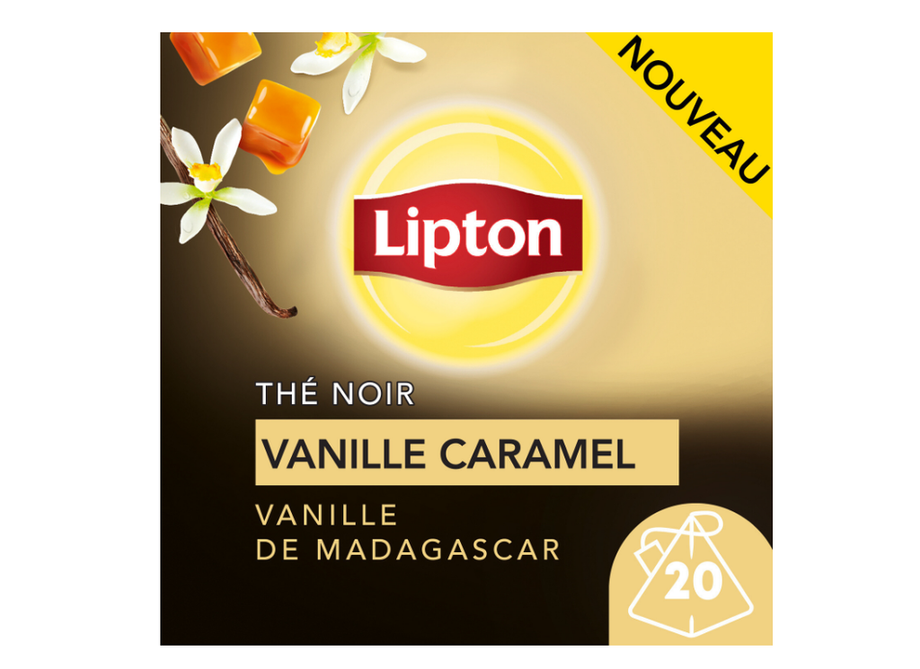 Lipton Thé Noir à la Vanille de Madagascar et Caramel 20 Sachets Pyramid®