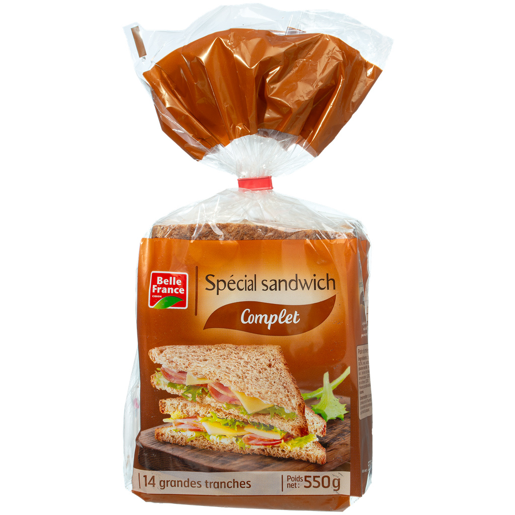 PAIN DE MIE COMPLET GT X 14 TRCH BF SACHET 550 G