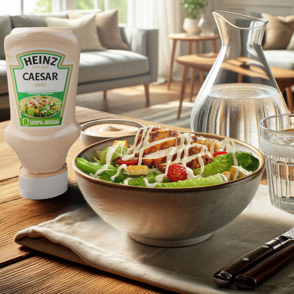 Sauce salade Caesar Heinz Flacon Souple Top Down 405g