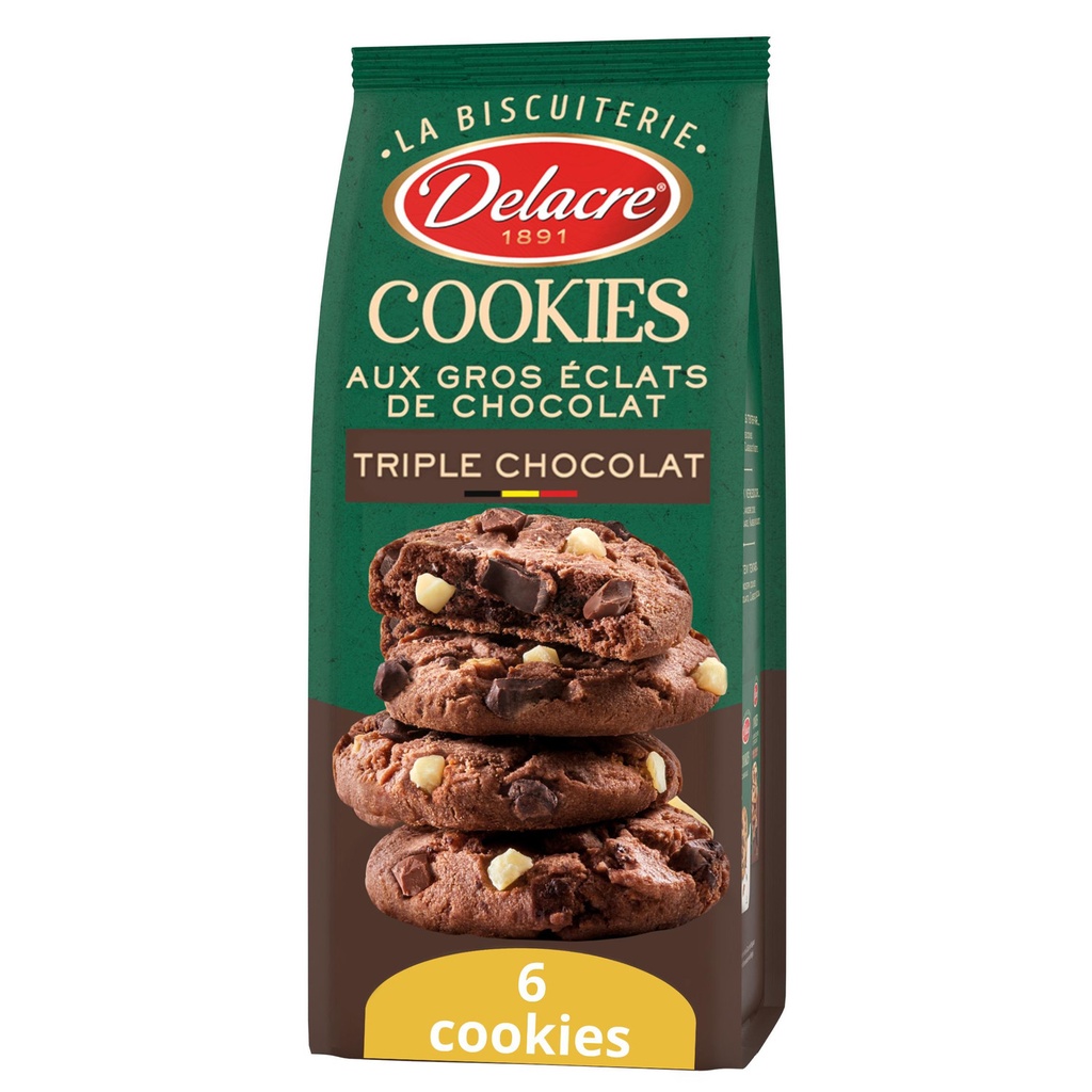 DELACRE Cookies Triple Chocolat 136g