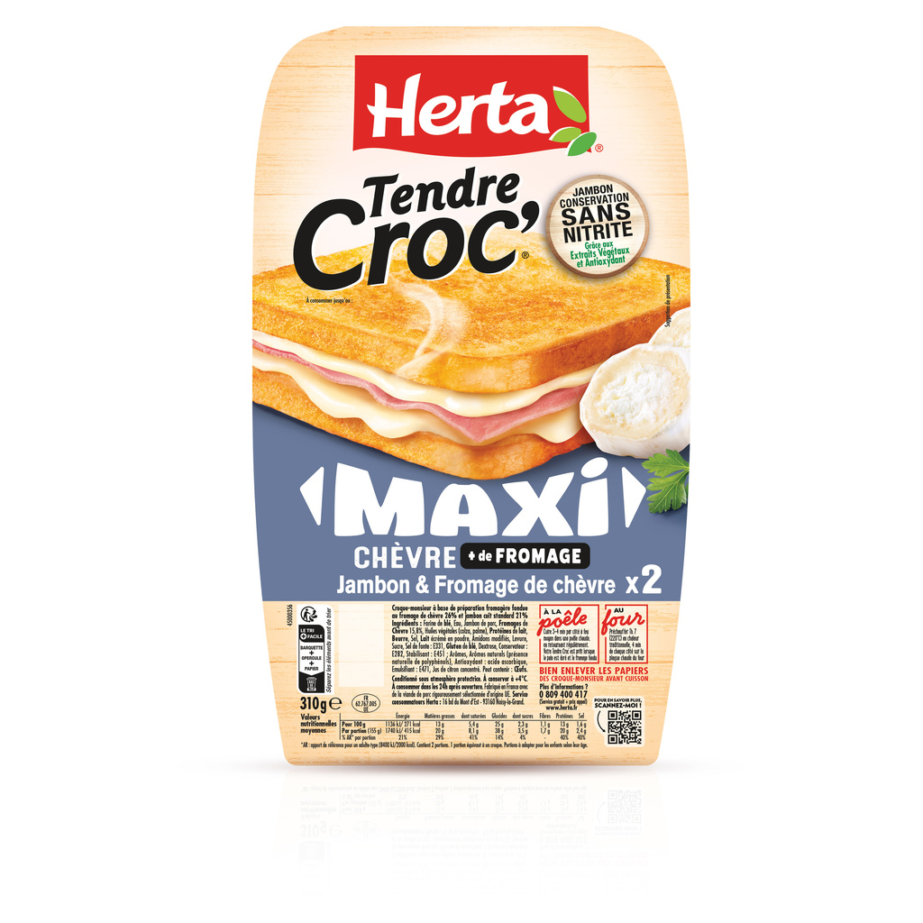 HERTA Maxi Croque-Monsieur Chèvre & Jambon CSN x2 310G