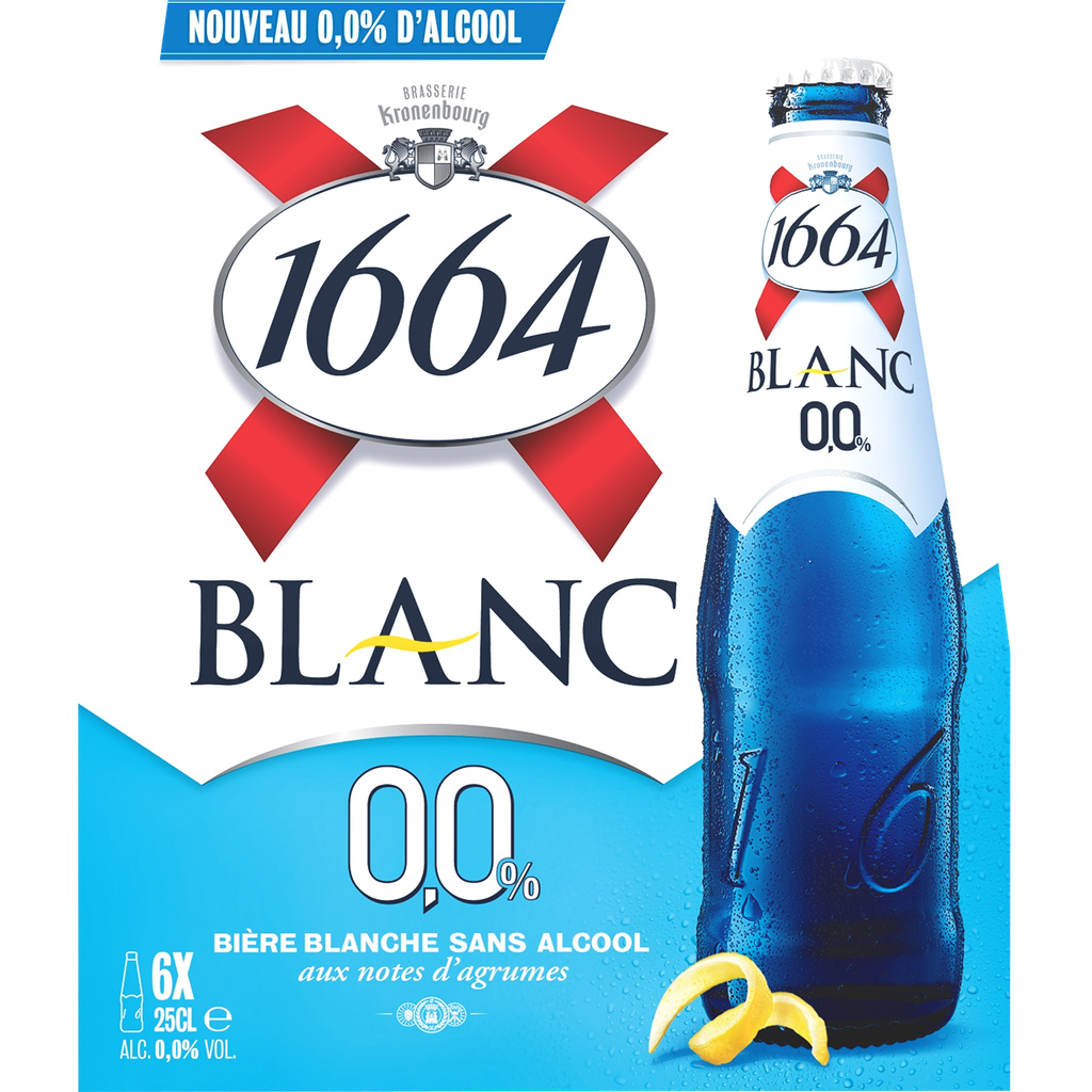 1664 Blanc 0,0% Bière Sans Alcool – Pack de 6 bouteilles (25CL chacune)