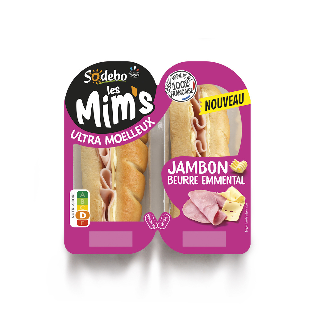 SODEBO LES MIM'S HAM, BUTTER & EMMENTAL SANDWICH 120G