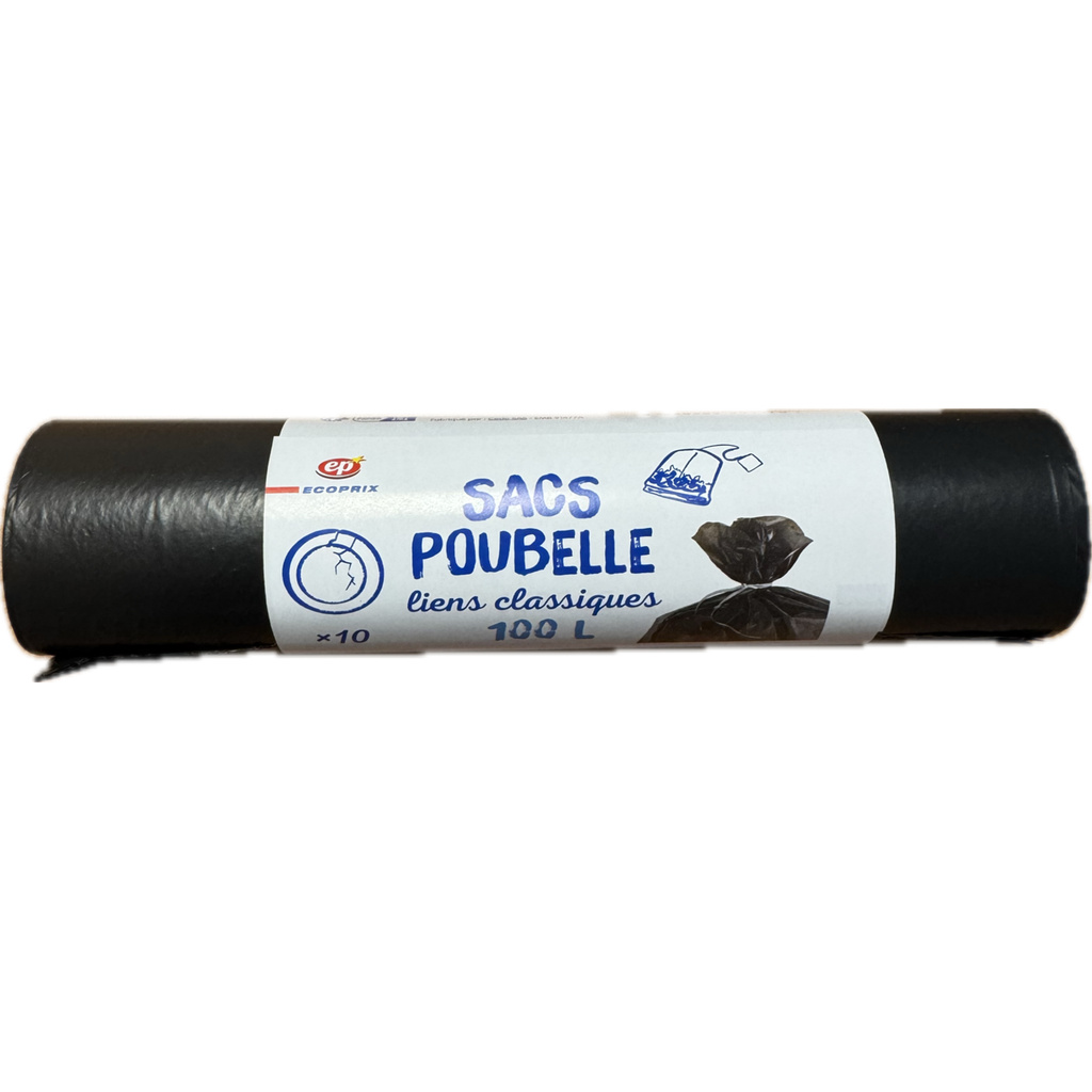 Francap Sacs Poubelle à Liens Classiques 100L x10