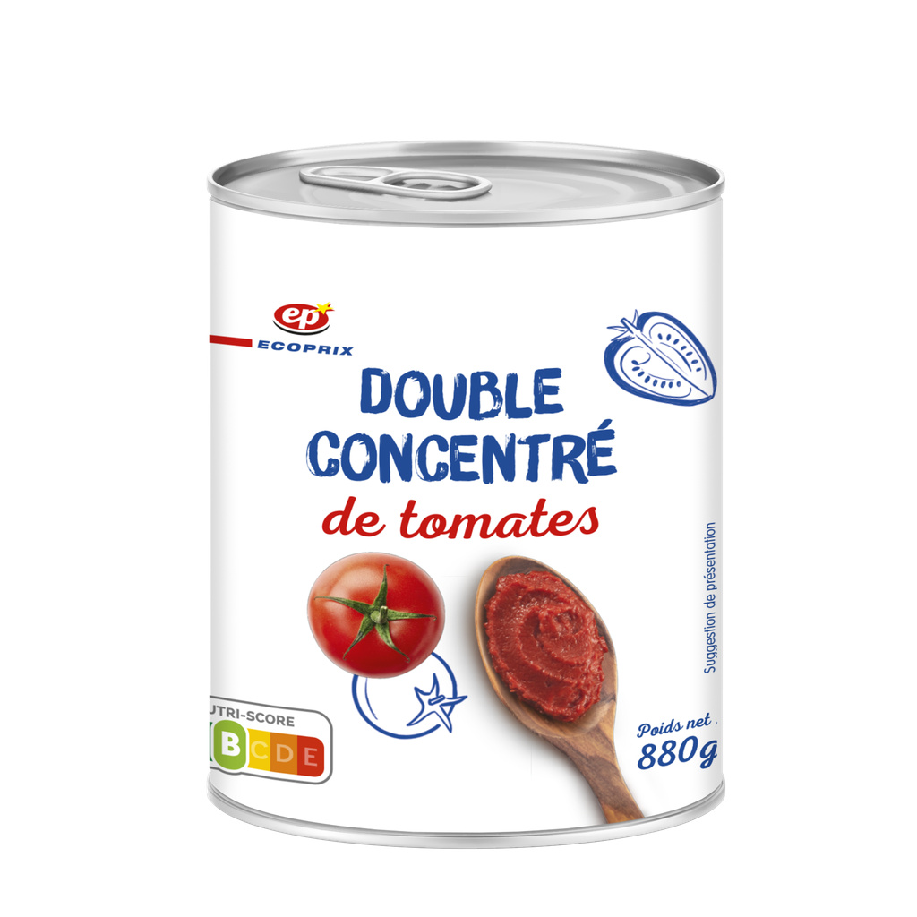 DOUBLE CONCENTRE DE TOMATES EP BOITE 880G
