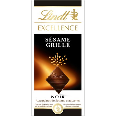 LINDT EXCELLENCE Tablette Chocolat Noir Sésame Torréfié 100g