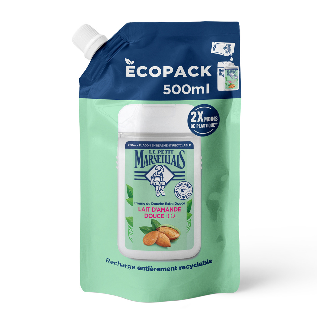 Crème de Douche Extra-Douce Recharge au Lait d’Amande Douce Bio 500ml