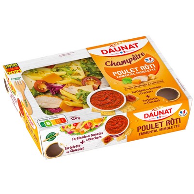 Country-Style Platter with Roast Chicken, Emmental, Mimolette & Tomato Spread Daunat 320g
