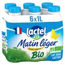 Organic Lactose-Free Milk 1.2% Matin Léger LACTEL UHT Bottle 6x1L