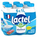 Lactel Semi-Skimmed Milk Vitamin D UHT Bottle 6x1L