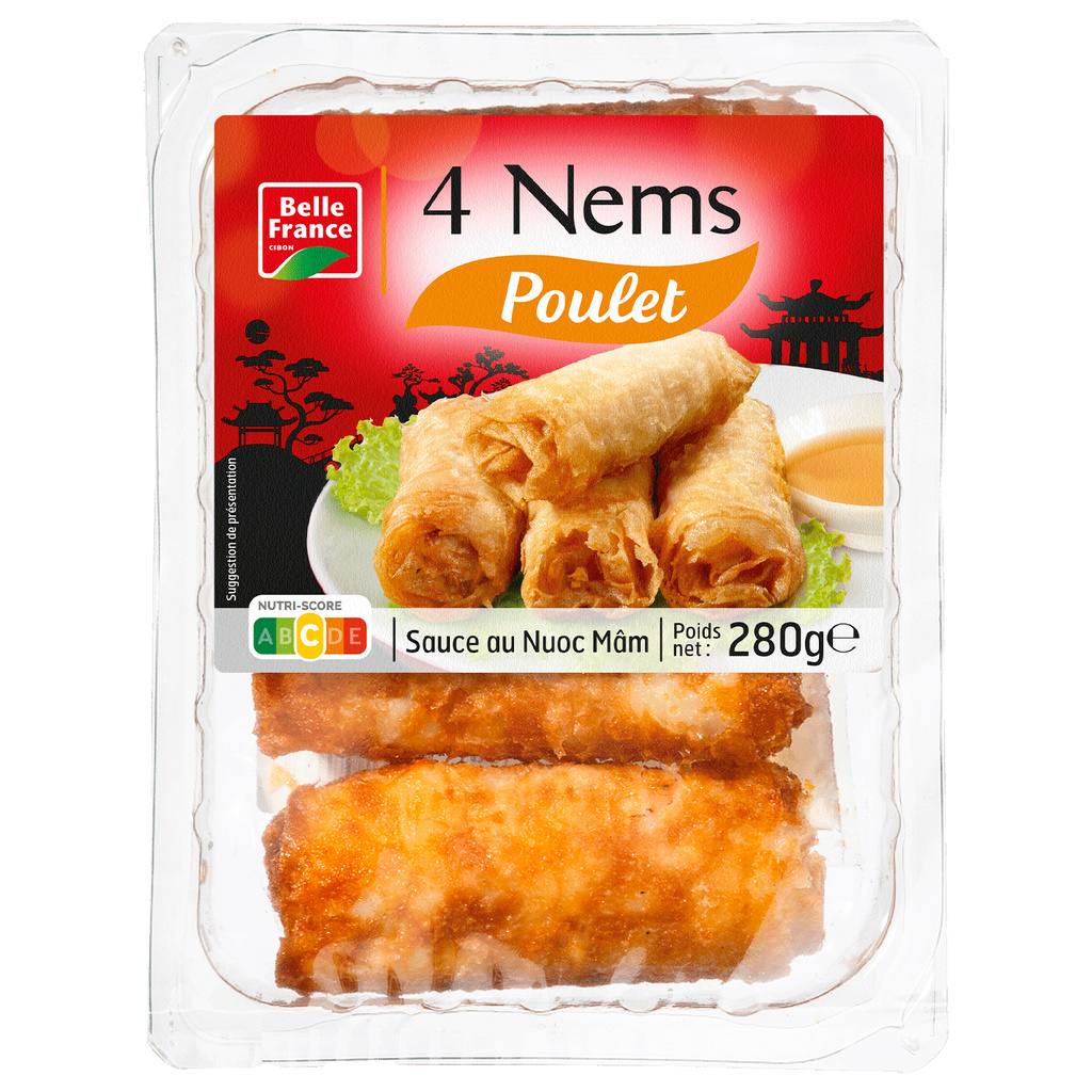 Chicken Spring Rolls with Nuoc Mam Sauce x4 Belle France Tray 280g