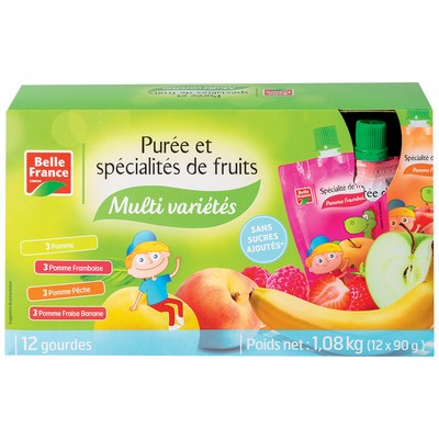 Belle France Multivariety Fruit Pouch Purée 12 x 90g
